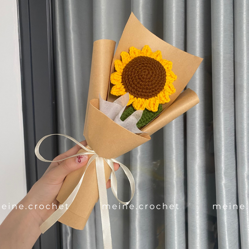 Bó 1 Hoa Hướng Dương tặng tốt nghiệp làm bằng len - kèm gói và thiệp