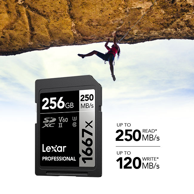 Thẻ nhớ máy ảnh/ máy quay Lexar 1667x SDXC UHS-II Professional SILVER Series 64GB/ 128GB/ 256GB, tốc độ đọc 250Mb/s