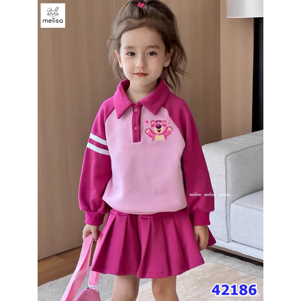 Set váy Melisa hồng gấu dâu