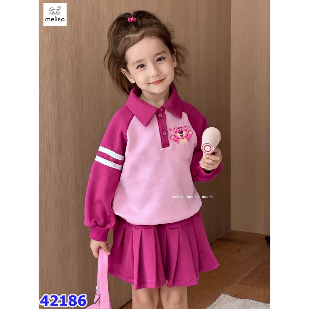 Set váy Melisa hồng gấu dâu