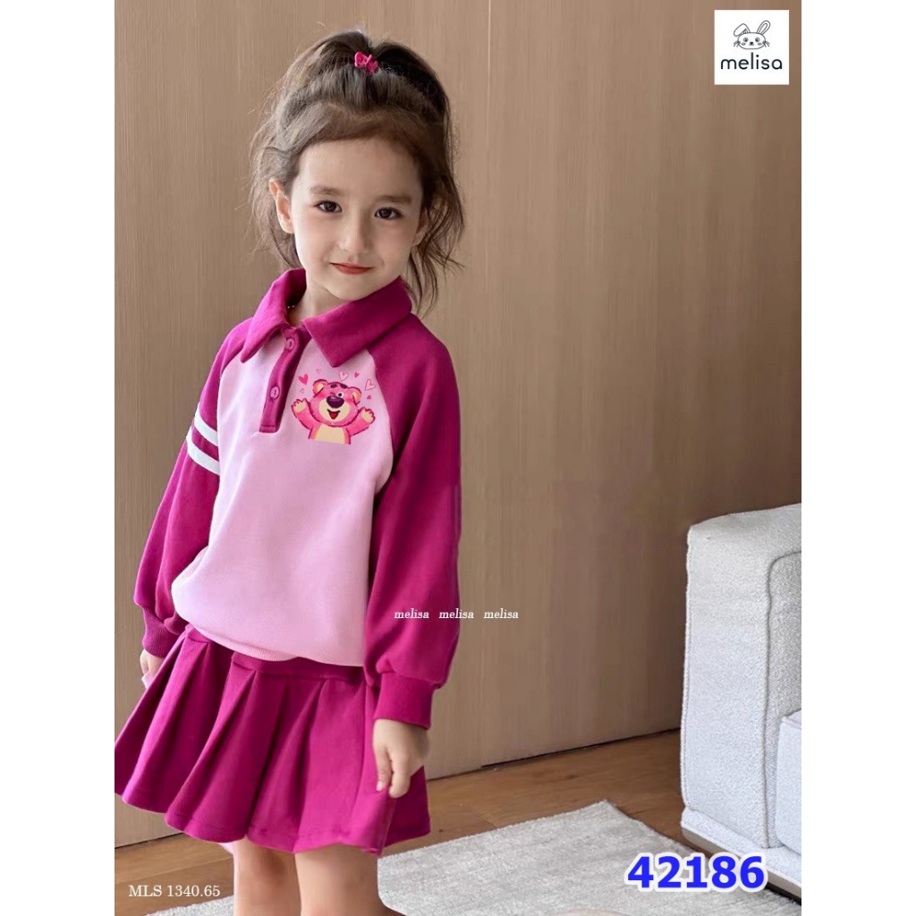 Set váy Melisa hồng gấu dâu
