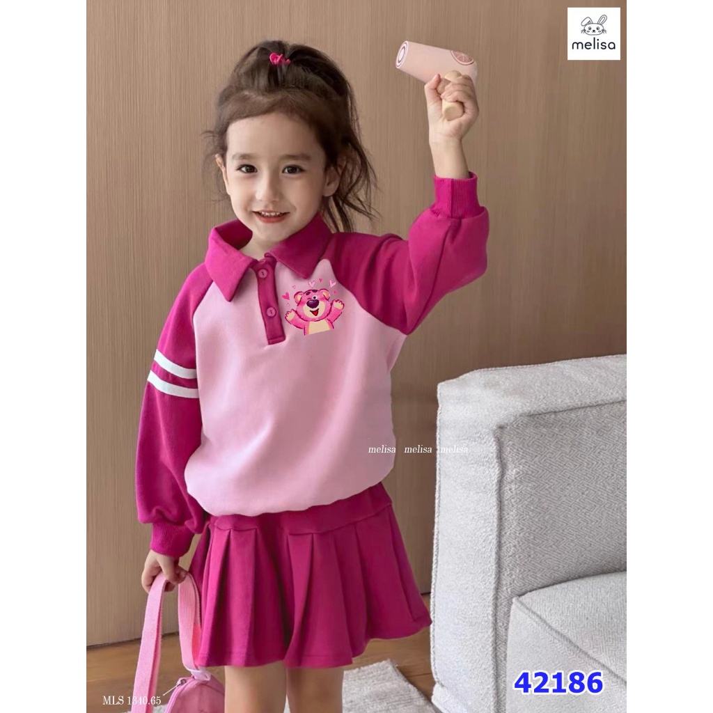 Set váy Melisa hồng gấu dâu