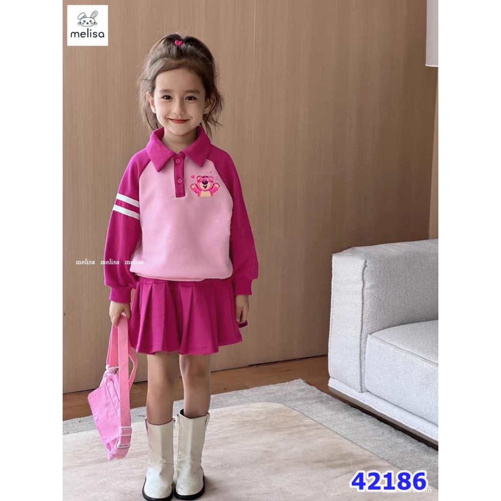 Set váy Melisa hồng gấu dâu