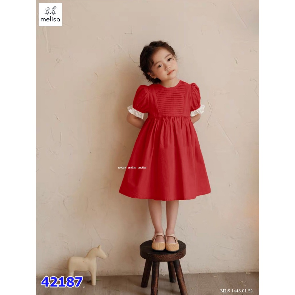 Đầm Melisa đỏ xếp ly