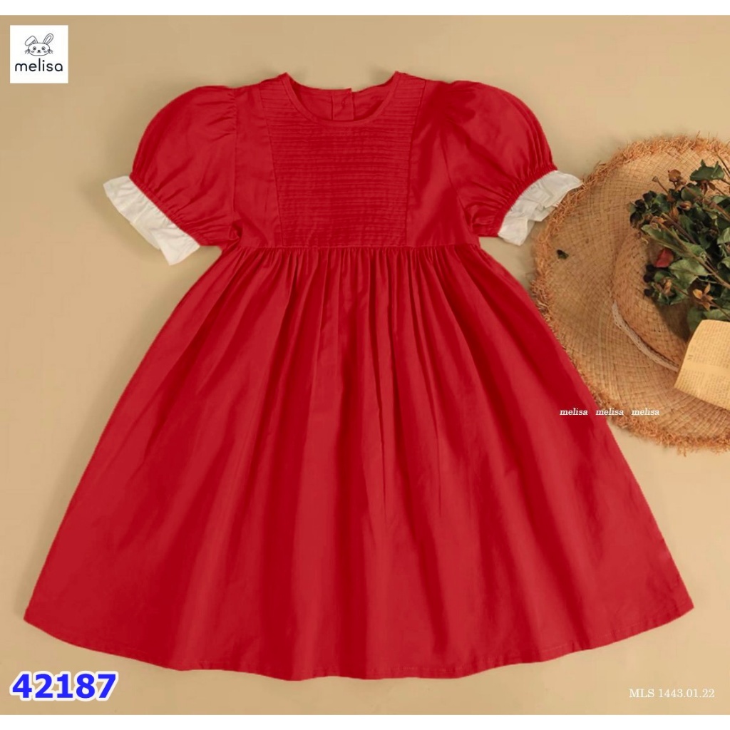Đầm Melisa đỏ xếp ly