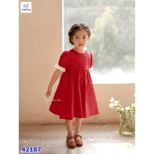 Đầm Melisa đỏ xếp ly