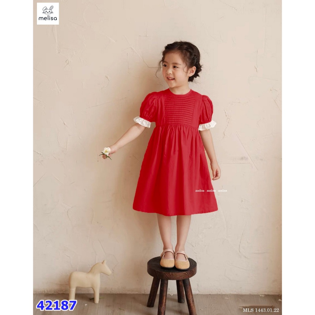 Đầm Melisa đỏ xếp ly