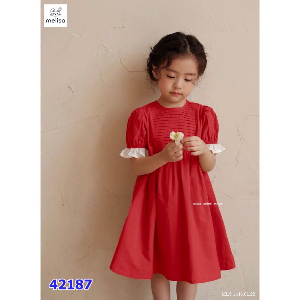 Đầm Melisa đỏ xếp ly