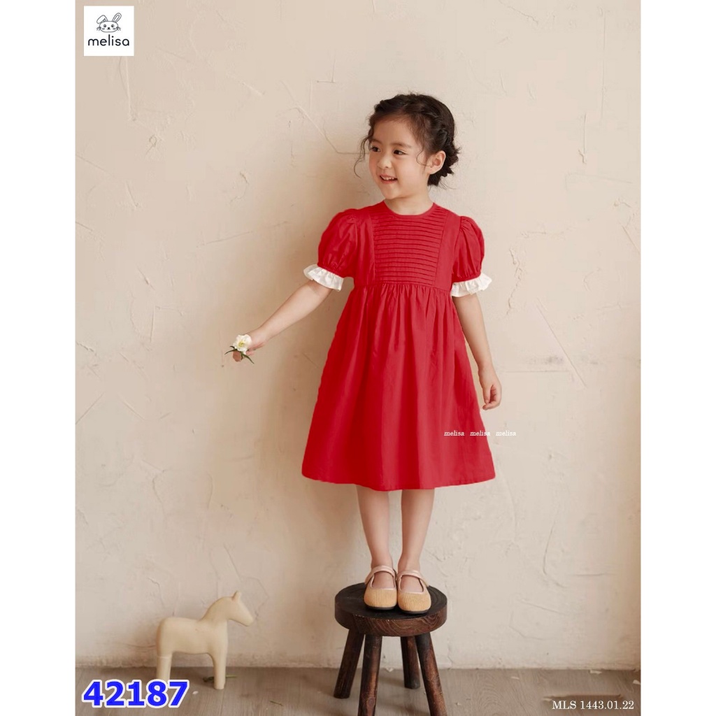Đầm Melisa đỏ xếp ly
