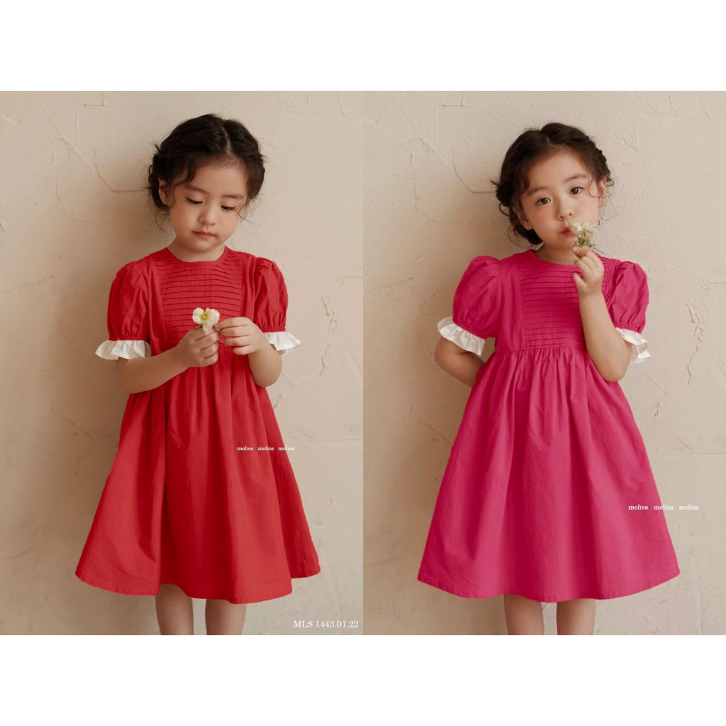 Đầm Melisa đỏ xếp ly