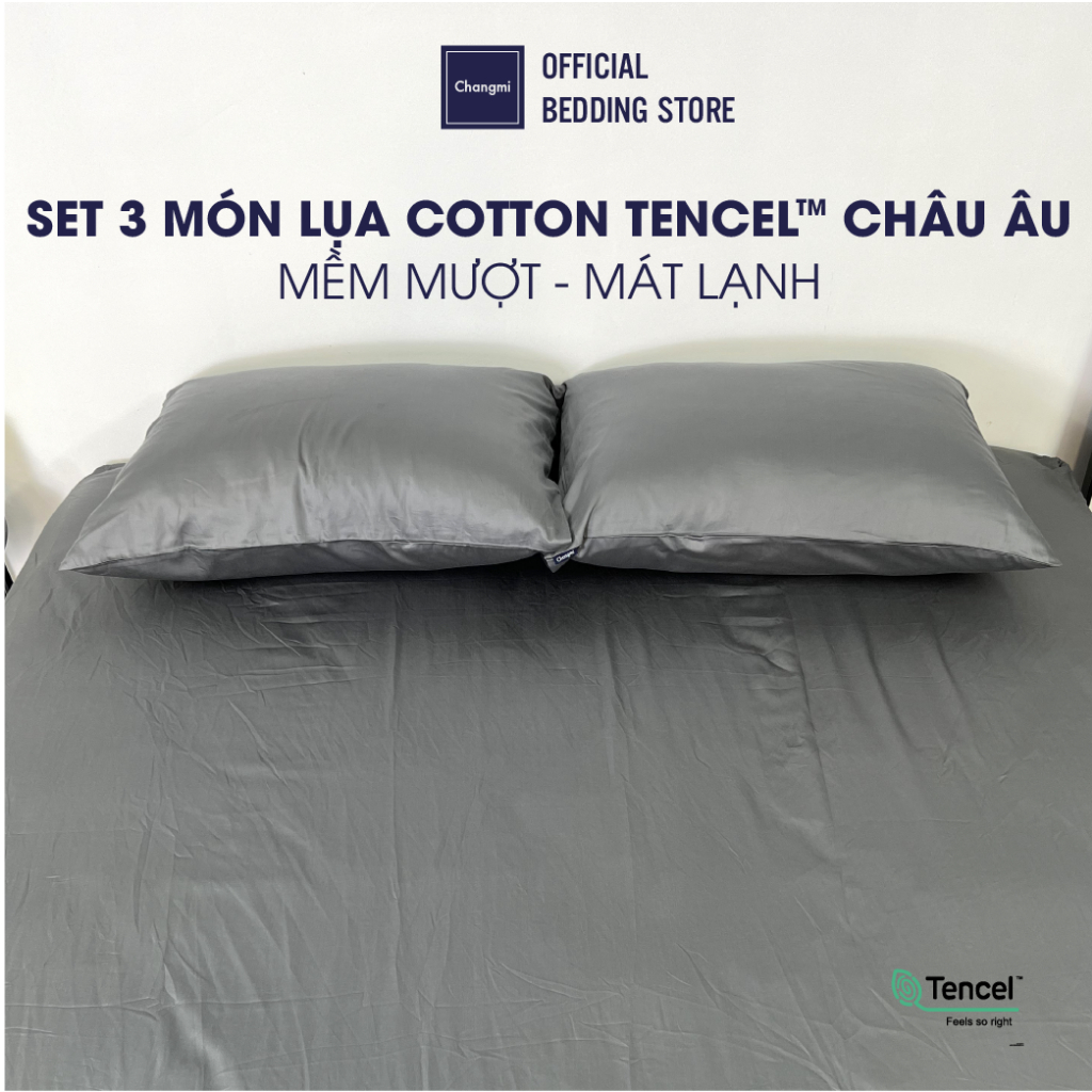 [Nhiều màu] Set ga gối Tencel Cotton Châu Âu cao cấp Changmi Bedding siêu mềm mượt và mát lạnh - 3 Món