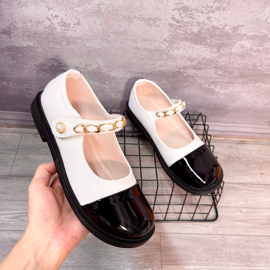 Giày đế đốc phối màu quai ngang xích mũi tròn  TA17