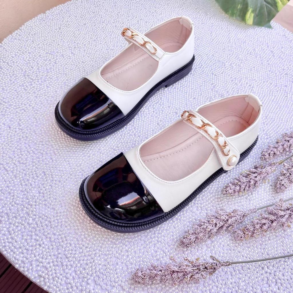 Giày đế đốc phối màu quai ngang xích mũi tròn  TA17