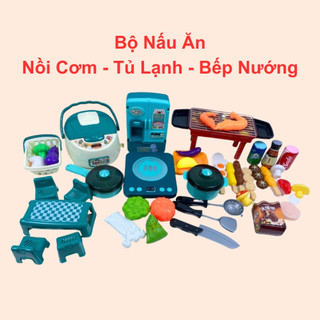 Bộ nấu ăn cho bé đồ chơi nấu ăn nấu bếp màu xanh nhiều chi tiết mô phỏng thực tế giúp phát triển kỹ năng
