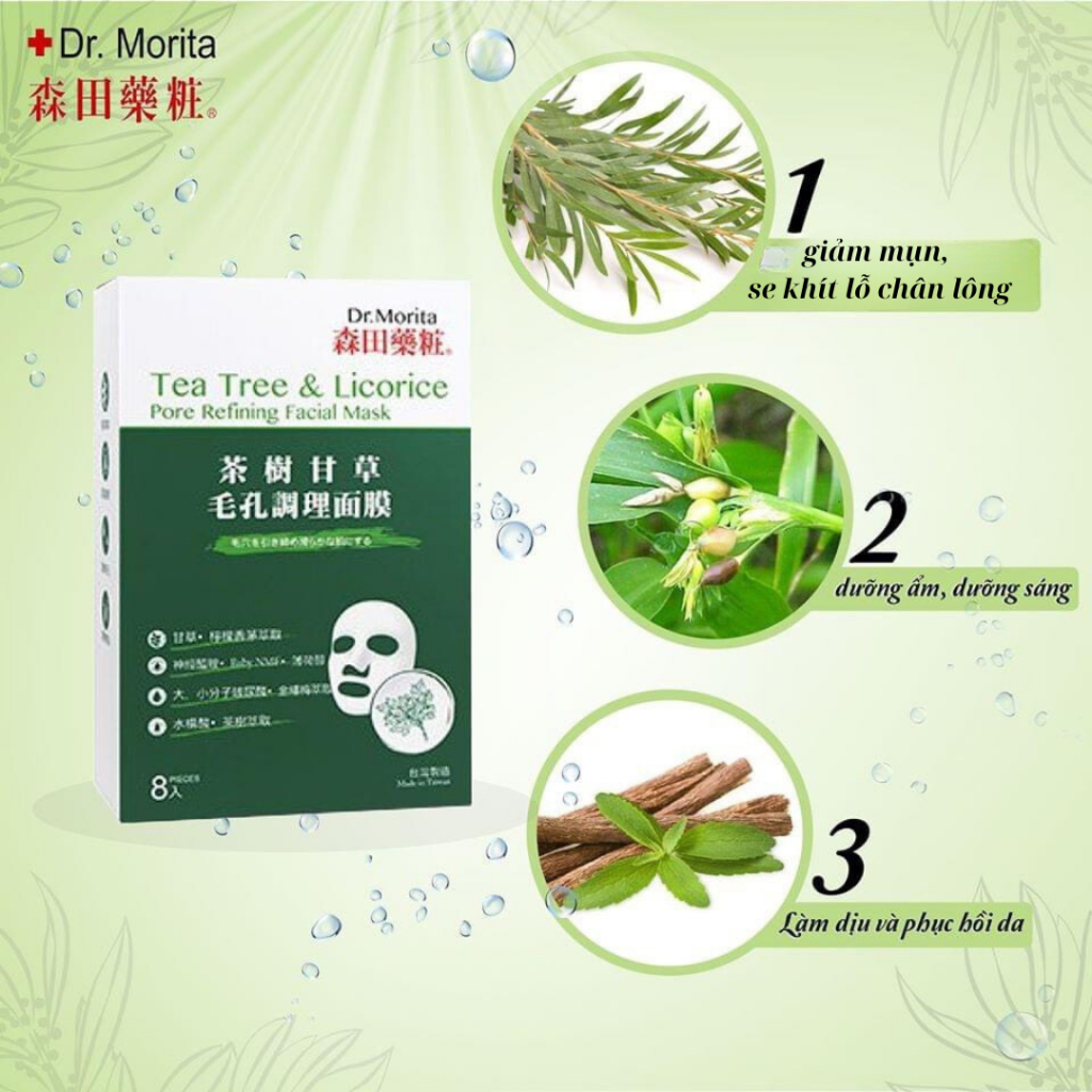 Mặt nạ ngừa mụn Dr. Morita Tea Tree & Licorice Pore Refining Facial Mask 30g/m