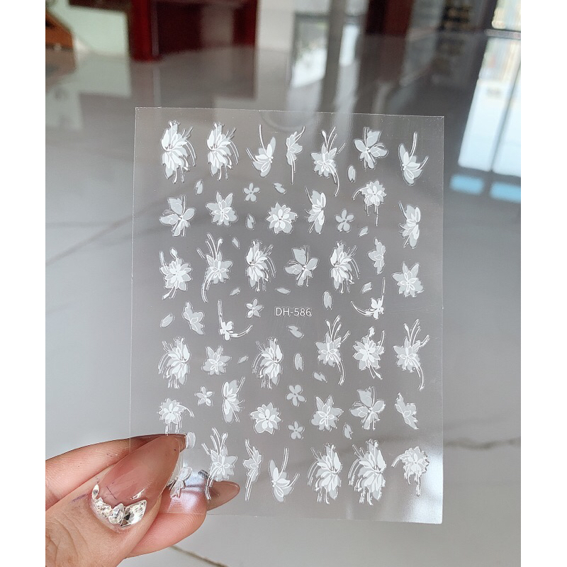 Sticker hoa  trắng