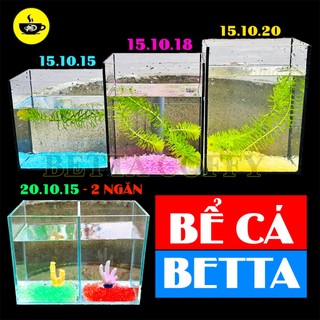 Bể Cá bằng kính mini - Hồ cá Betta (Dấu keo - Keo Đen Trắng)