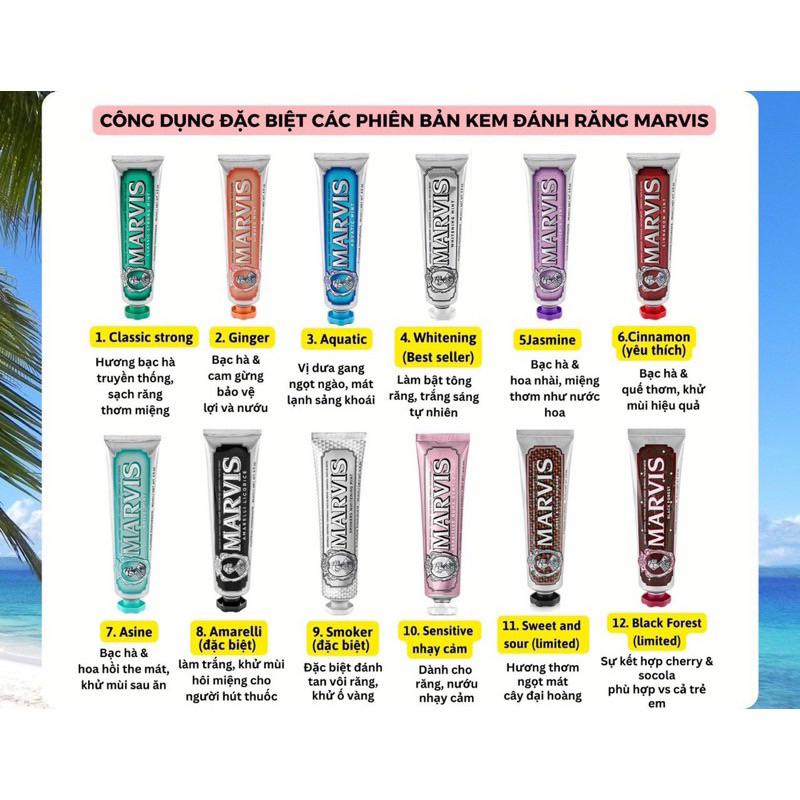 Kem đánh răng Marvis Classic Whitening Mint 85ml