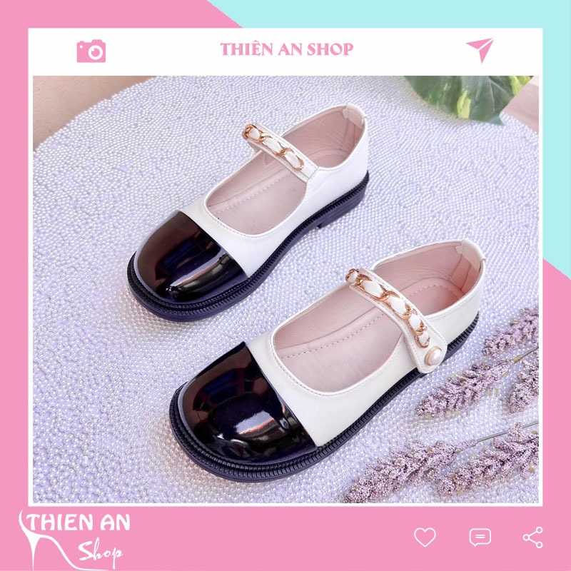 Giày đế đốc phối màu quai ngang xích mũi tròn  TA17