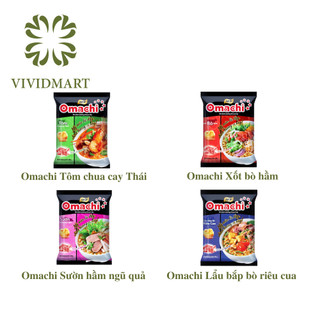 [GÓI LẺ] - MASAN - Mì gói Omachi 4 vị: Tôm Chua Cay Thái, Xốt Bò Hầm, Sườn Hầm Ngũ Quả, Lẩu Bắp Bò Riêu Cua (80g/gói)