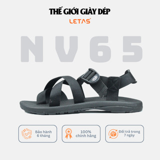 Sandal nam nữ unisex full đen nv65 dép quai hậu chéo xỏ ngón đi học dép quai hậu nam đế cao letas