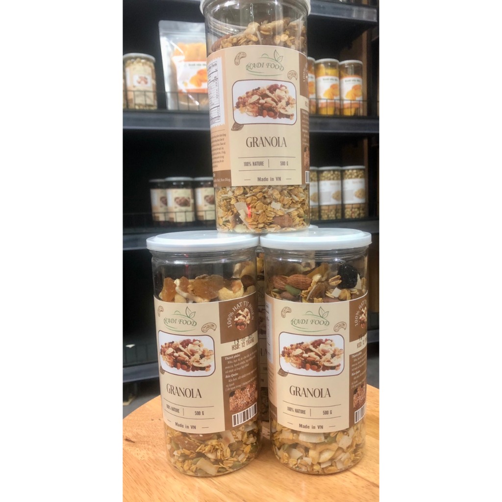 Granola siêu hạt HADIFOOD, ngũ cốc ăn kiêng không đường 500g
