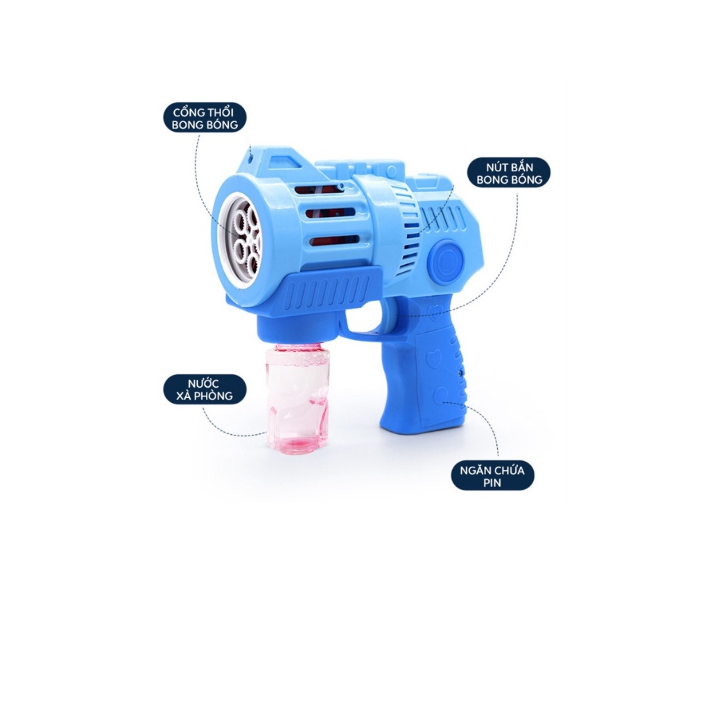 Đồ chơi máy bắn bong bóng xà phòng cho bé thiết kế 5 nòng cỡ bự làm từ nhựa an toàn