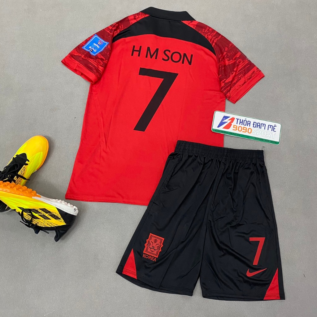 Bộ quần áo bóng đá Hàn Quốc đỏ in tên SON số 7 FLG WC2026