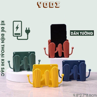Kệ giá đỡ để điện thoại gắn dán tường tiện lợi hình xương rồng có móc treo, Kệ Dán Tường Có Tai Để Remote, Có Móc Treo