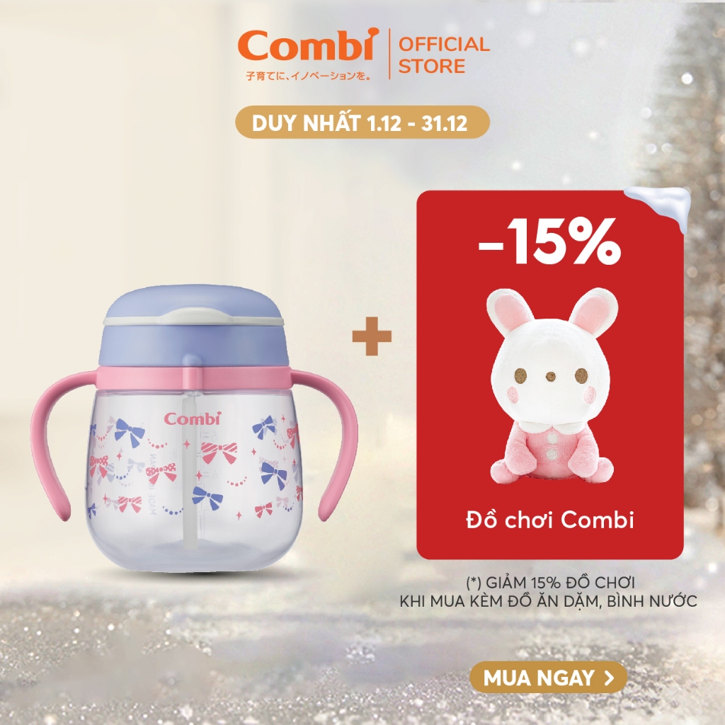 (DUY NHẤT THÁNG 12 - GIẢM 15% ĐỒ CHƠI MUA KÈM) Bình nước Combi LakuMug bước 6 dung tích 240ml Nơ hồng