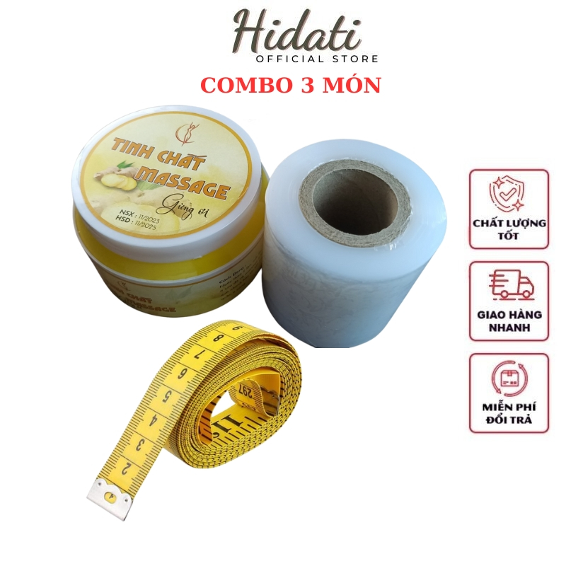 Kem Tan Mỡ Bụng Massage Hidati Chiết Xuất Gừng Ớt Giảm Mỡ Bụng Cấp Tốc 500g 1 Cuộn Nilong 1 Thướt Dây