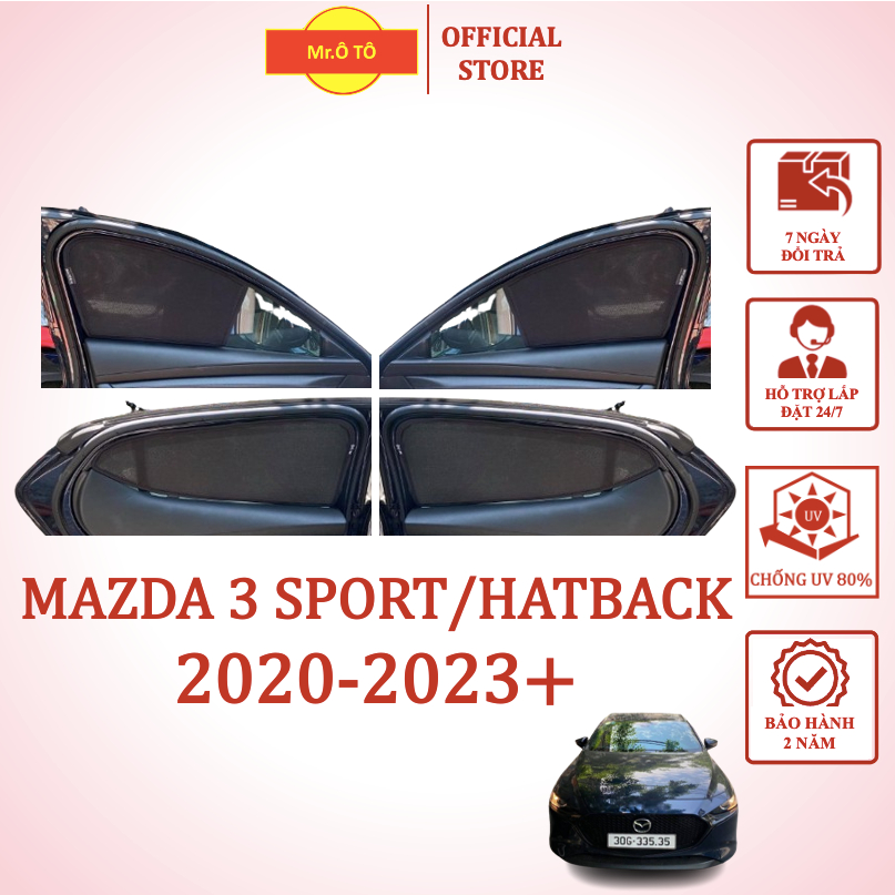 Rèm Che Nắng Xe Mazda 3 Hatchback 2020 - 2023 - Mazda 3 Sport - chống UV - Loại 1 Mr Ô Tô - Bảo hành 2 năm