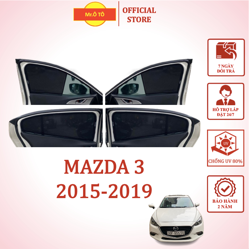 Rèm Che Nắng Xe Mazda 3 2015-2019 chống UV Hàng Loại 1 MR.ÔTÔ -Bảo Hành 2 Năm