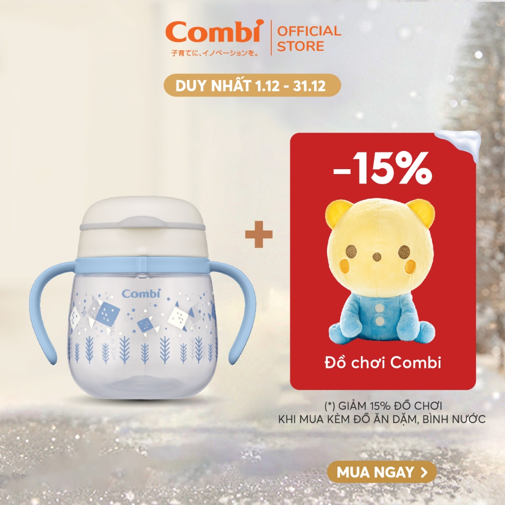 (DUY NHẤT THÁNG 12 - GIẢM 15% ĐỒ CHƠI MUA KÈM) Bình nước Combi LakuMug bước 5 dung tích 240ml Cá xanh