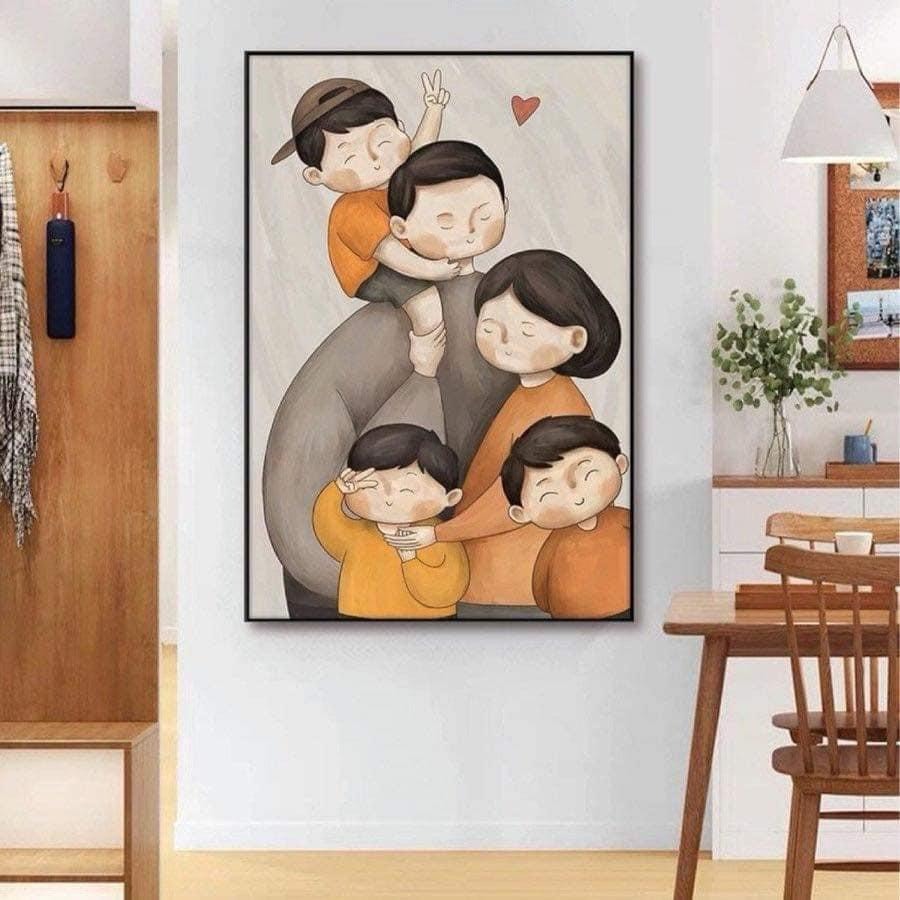 Tranh gia đình tráng gương 5D cao cấp, phù hợp với từng nhà, xưởng tặng đinh móc treo chuyên dụng