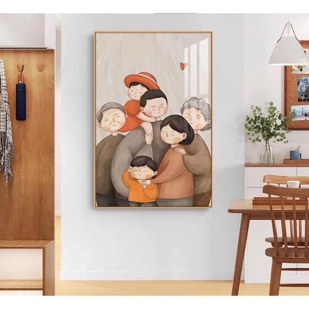 Tranh gia đình tráng gương 5D cao cấp, phù hợp với từng nhà, xưởng tặng đinh móc treo chuyên dụng