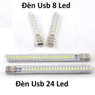 Đèn usb 8 led, đèn usb 24 led, thanh đèn led mini 8 bóng, 24 bóng siêu sáng cổng cắm usb