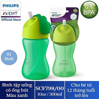 Bình tập uống có ống hút cho trẻ 12 tháng 300ml philips avent scf798/00