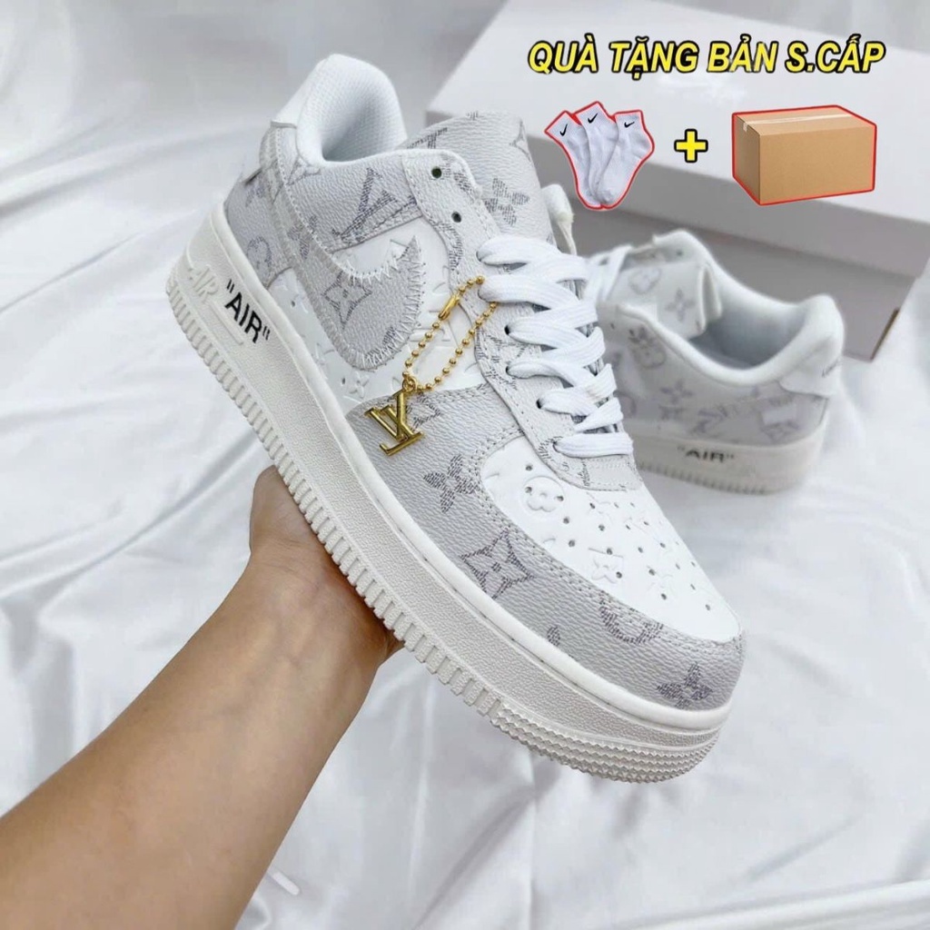 Giày _Nike Air Force 1 Lv xám, giày AF1 xám đế Air bản cao cấp full box bill phụ kiện