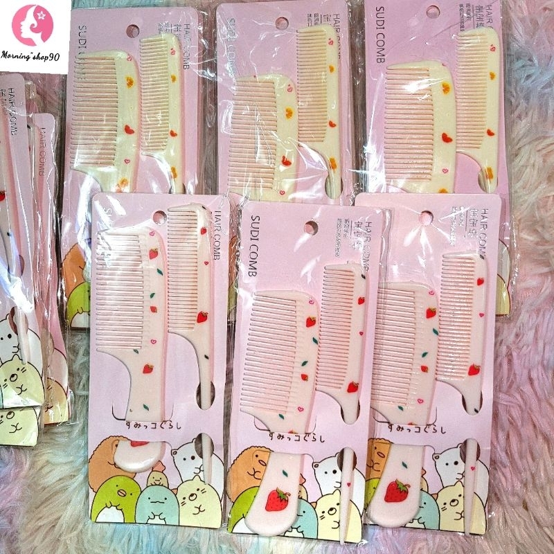 Set 2 Lược Chải Tạo Kiểu Tóc Hình Cute Màu Hồng và vàng Siêu Dễ Thương