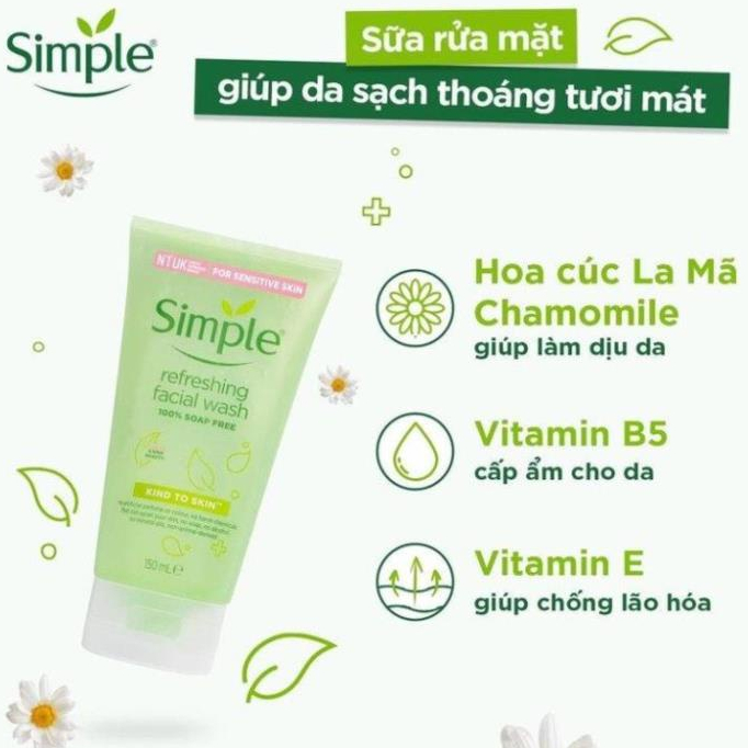 Sữa Rửa Mặt Simple Cho Da Dầu Mụn Vs Da Khô Mẫu Mới 150ml