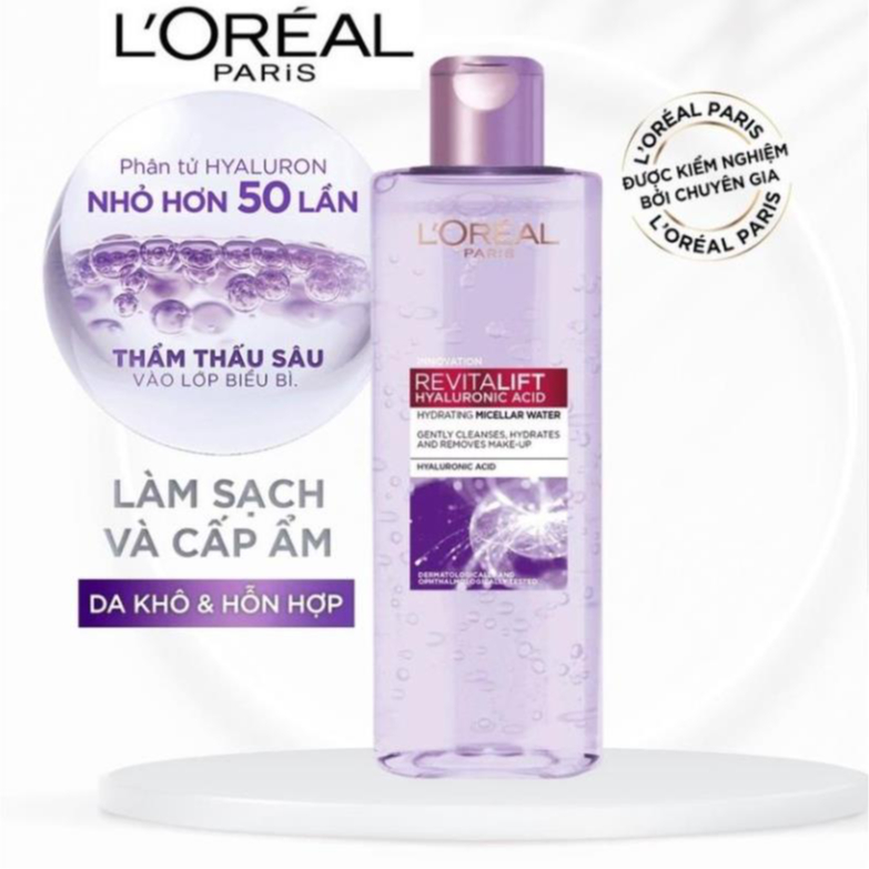 Nước Tẩy Trang L'Oreal Paris Pure Revitalift Hyaluronic Acid Tím 400ml