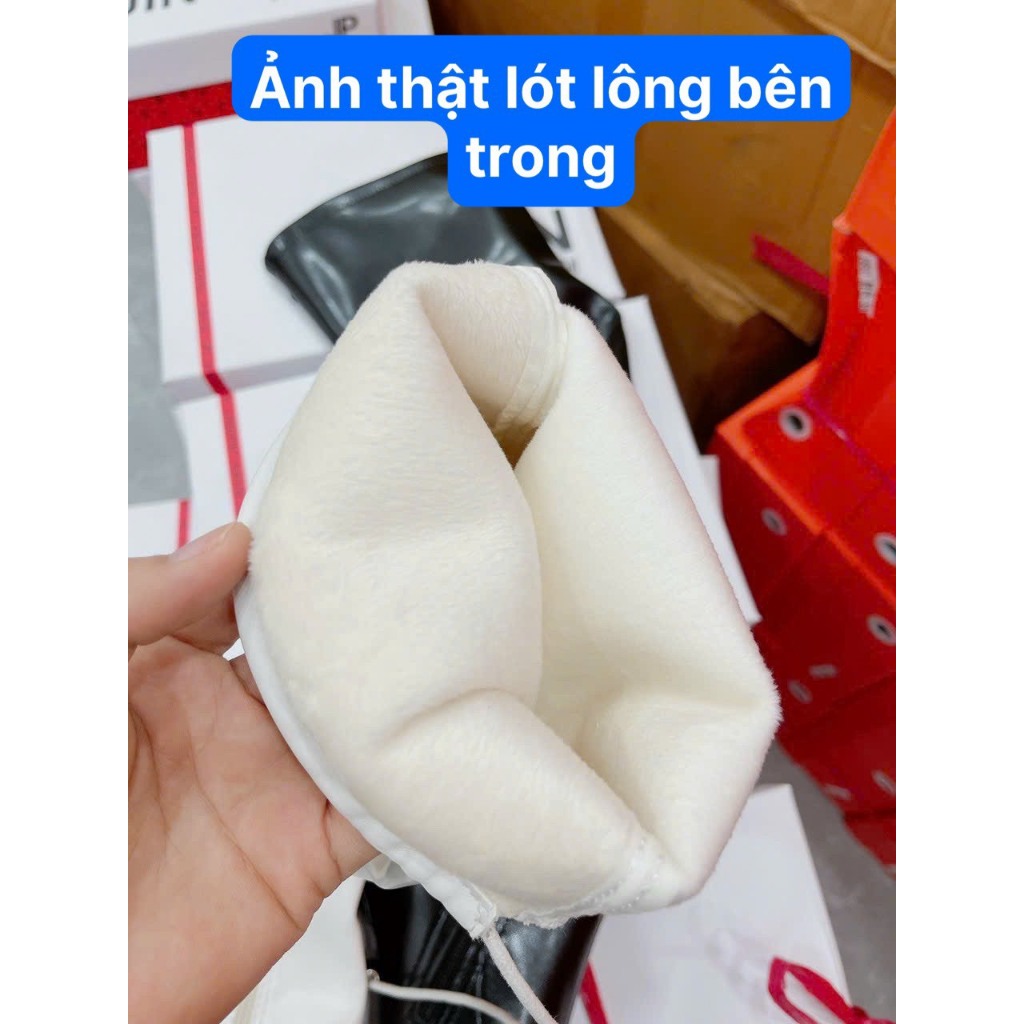 Sẵn_Hàng QC_Bốt đùi nữ gót cao 9 phân đính đá bên trong có lót lông