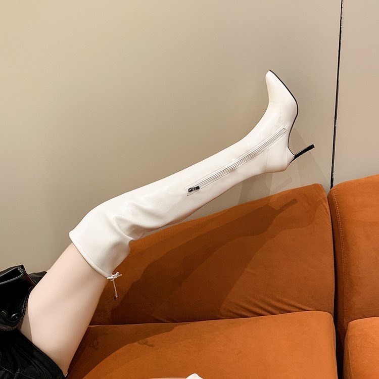 Sẵn_Hàng QC_Bốt đùi nữ gót cao 9 phân đính đá bên trong có lót lông