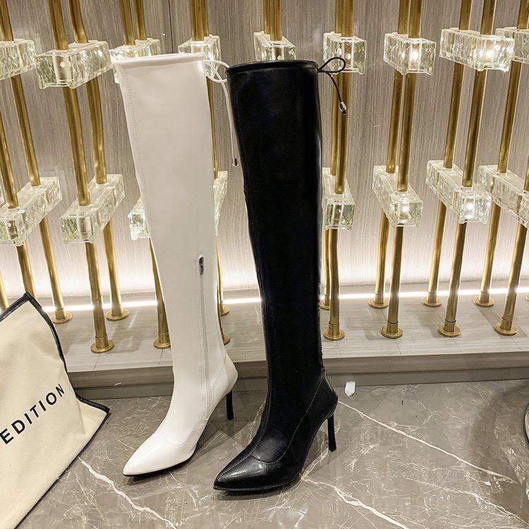 Sẵn_Hàng QC_Bốt đùi nữ gót cao 9 phân đính đá bên trong có lót lông