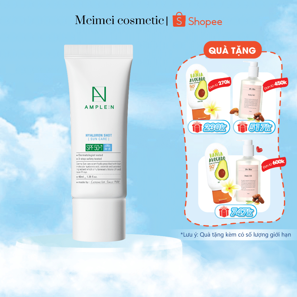 Kem Chống Nắng Cấp Ẩm Ample:N Hyaluron Shot Sun Care SPF50+/PA++++ 40ml