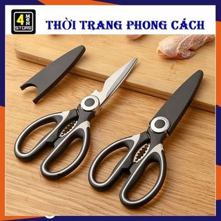 Kéo làm bếp đa năng , bằng thép không gỉ - kéo nhà bếp cắt gà, mổ cá , khui nắp chai tiện lợi - kéo cắt đa năng 4in1