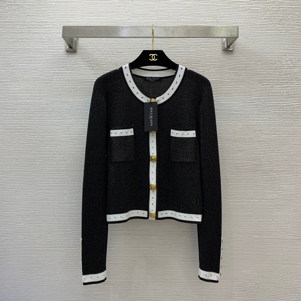 Áo cardigan nữ mỏng cổ tròn Balmain cao cấp