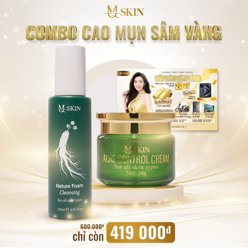 MQ SKIN Combo 2 món Cao mụn sâm vàng 20g, sữa rửa mặt 150ml