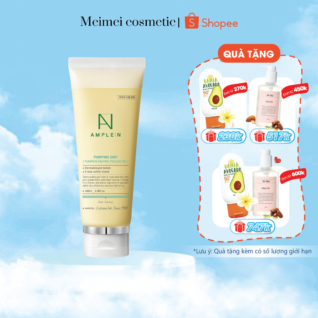 Tẩy Da Chết Bí Ngô Ample:N Purifying Shot Pumpkin Enzyme Peeling Gel 100ml